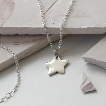 Sterling Silver Polished Star Necklace, 2 of 5