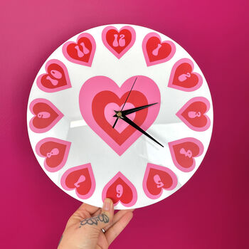 Love Heart With Numbers Round Clock Silent Sweeping, 4 of 7
