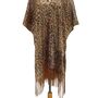 Leopard Print Viscose Metallic Kimono Beach Coverup, thumbnail 2 of 5