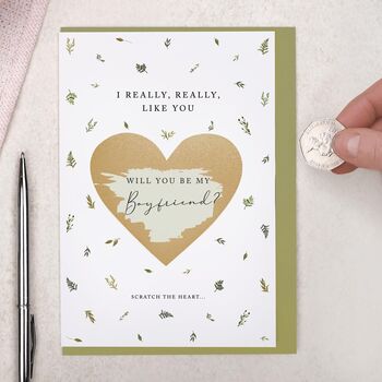 Botanical Scratch To Reveal Will You Be My Boyfriend Card, 3 of 4