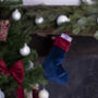 Luxury Mini Christmas Stocking Royal Navy Velvet, thumbnail 6 of 6