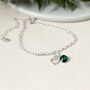 Dainty Birthstone And Heart Sterling Silver Bracelet, thumbnail 2 of 5