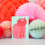 Pink Cat In Party Hat Mini Greetings Card, thumbnail 3 of 3