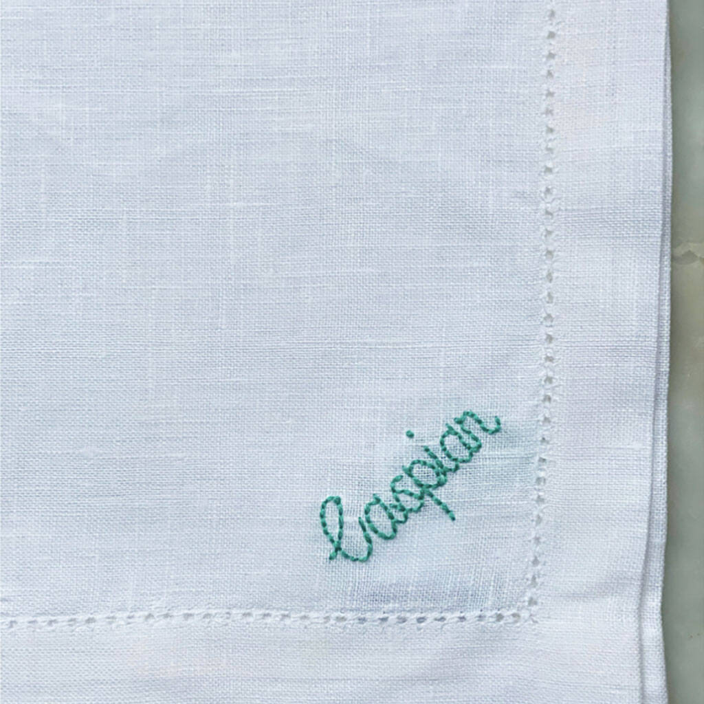 Personalised Hand Embroidered Name Napkin By Lottie Mayland Embroidery ...