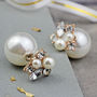 Flower Rhinestone Double Pearl Earrings Christmas, thumbnail 2 of 5