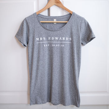 Personalised 'Mrs' Wedding Date T Shirt, 3 of 8