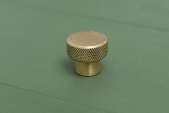 Satin Brass Knurled Cabinet Knob 25mm And 30mm High, 2 of 9