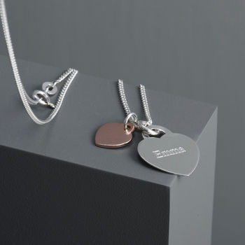 Personalised Sterling Silver Duo Heart Necklace, 8 of 10