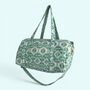 Large Weekend Duffle Bag | Mint Green Geometric Block Print, thumbnail 2 of 7