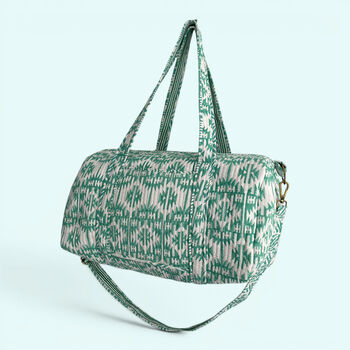 Large Weekend Duffle Bag | Mint Green Geometric Block Print, 2 of 7