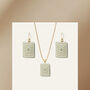 Matching Earrings And Necklace | Green And Cream | Rectangle Set, thumbnail 1 of 10