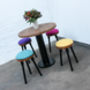 Button Pedestal Table With Four Upholstered Stools, thumbnail 1 of 8