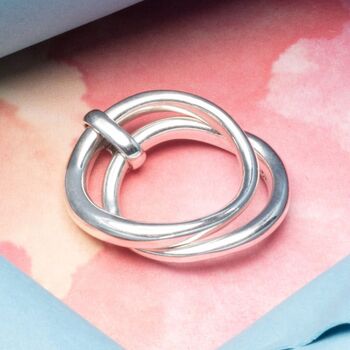Curved Eternity Sterling Silver Double Stacking Ring, 3 of 7