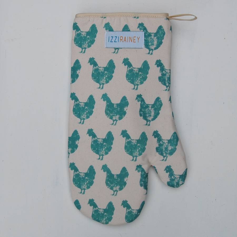 turquoise chicken oven gauntlet by izzirainey