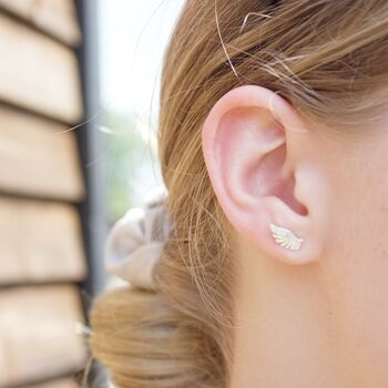 Sterling Silver Crystal Wing Stud Earrings, 2 of 6