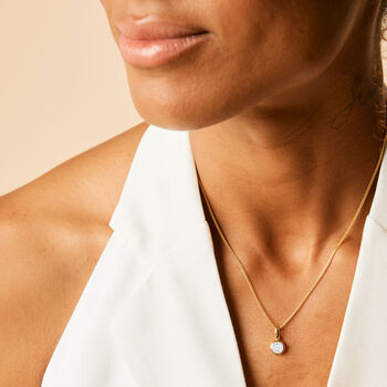 March Birthstone Aquamarine Silver/Gold Charm Necklace, 5 of 12
