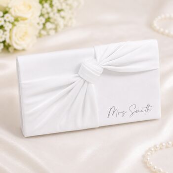 Personalised White Bow Clutch Bag, 3 of 4