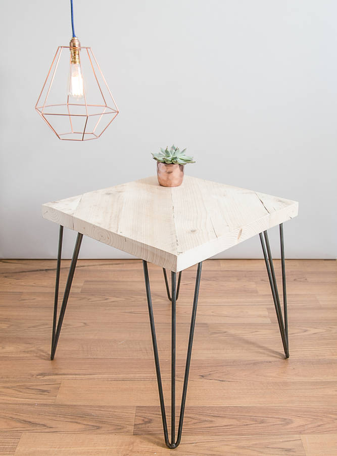 Reclaimed Wooden Square Coffee Table With Hairpin Legs By Made Anew