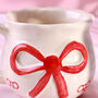 G Decor Handmade And Hand Painted Red Bow Gift Mug, thumbnail 3 of 3