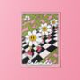 2026 Green And Pink Daisy Calendar, thumbnail 1 of 5