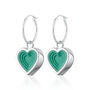Geometric Turquoise Heart Charm Hoop Earrings, thumbnail 5 of 6