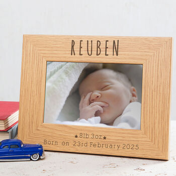Personalised Engraved Frame For New Baby Boy, 4 of 9