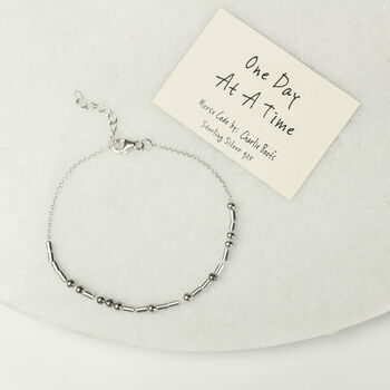One Day At A Time Morse Code Bracelet In Sterling Silver 925, 2 of 8