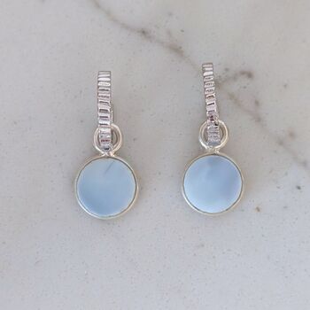 The Circle Blue Opal Earrings, Silver, 3 of 6