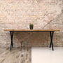 Battersea X Shaped Legs Industrial Oak Dining Table, thumbnail 3 of 7