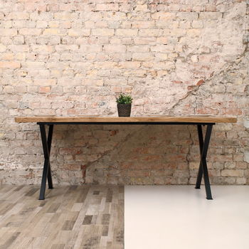 Battersea X Shaped Legs Industrial Oak Dining Table, 3 of 7