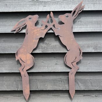 Boxing Hares Garden Ornament , Lawn Statue , Feature , Ornament , Decoration, 3 of 12