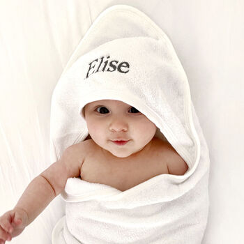 Personalised White Hooded Baby Towel, 5 of 8