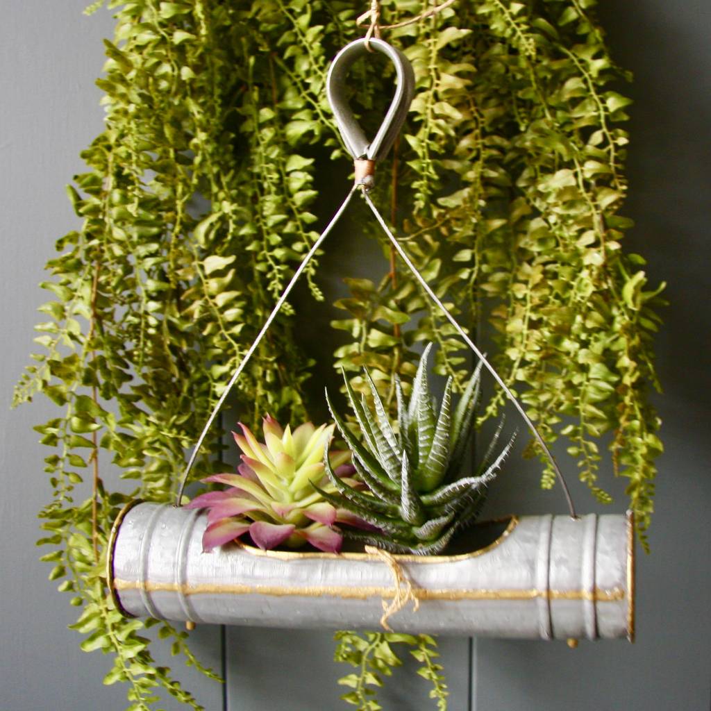 Zinc Tube Single Tiered Hanging Planter By London Garden 