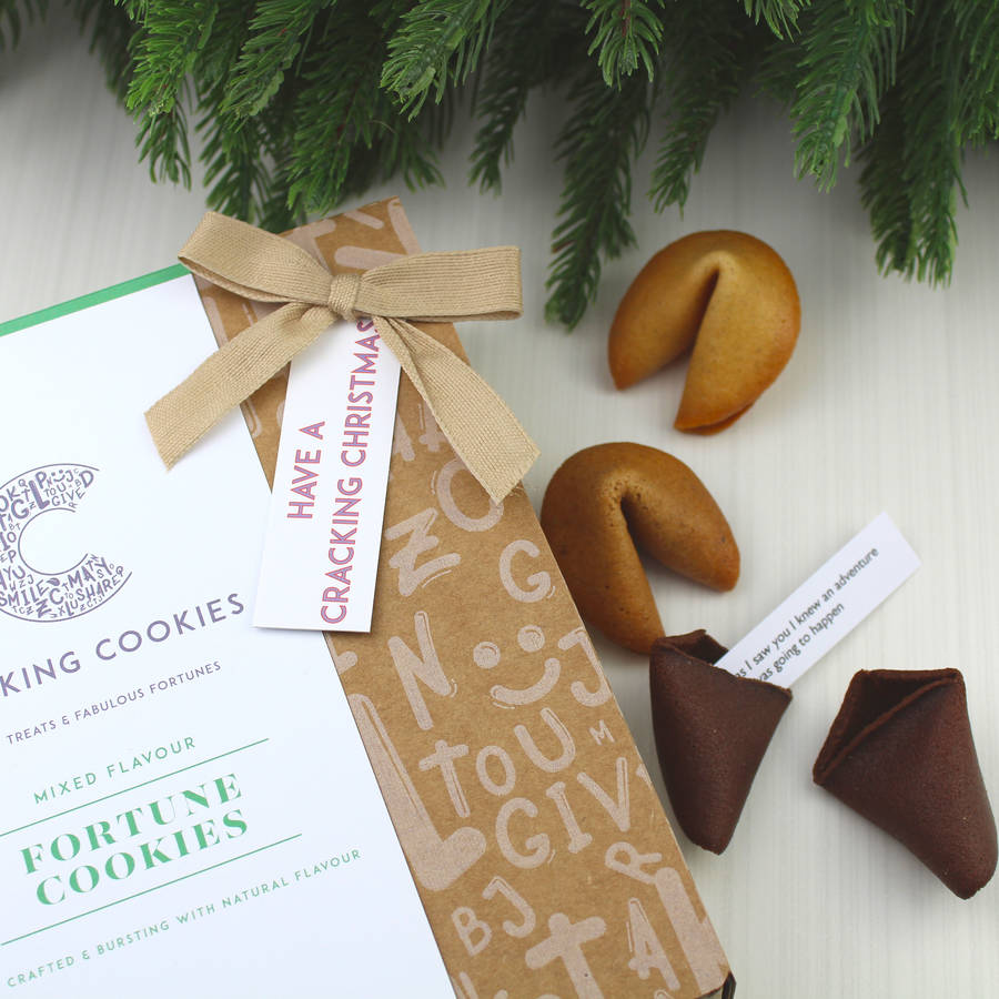 Gift Box Of 12 Christmas Fortune Cookies By Cracking Cookies