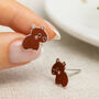 Sterling Silver Enamel Capybara Stud Earrings – 10mm X 8mm, thumbnail 1 of 7