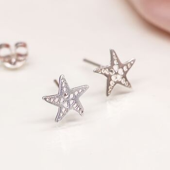 Sterling Silver Starfish Stud Earrings, 3 of 11
