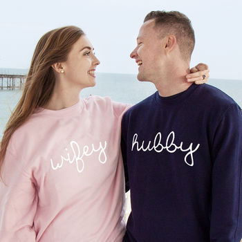 Wifey Hubby Couples Sweatshirt Jumper, 2 of 10