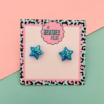 Star Glitter Stud Earrings, 5 of 6