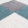 The Rugs Geometric Shaggy Rug Duck Egg Blue Checkered Rug, thumbnail 7 of 12