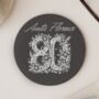 Personalised 80th Birthday Gift For Her Engraved Slate Coaster, thumbnail 1 of 2