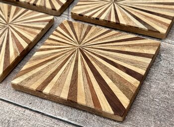 Set Of Four Sunburst Patterned Coasters, 2 of 3
