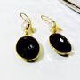 Pearl And Onyx Gold Drop Earrings, thumbnail 2 of 3