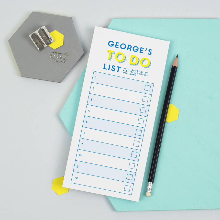 personalised 'to do' list notepad by xoxo