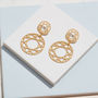 Gold Plated Double Drop Brilliant Diamond Earrings, thumbnail 1 of 3