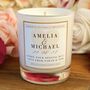 Wedding Gift For Couple Personalised Candle, thumbnail 1 of 8