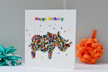 Rhino Birthday Wildlife Card With Butterflies, 3 of 8