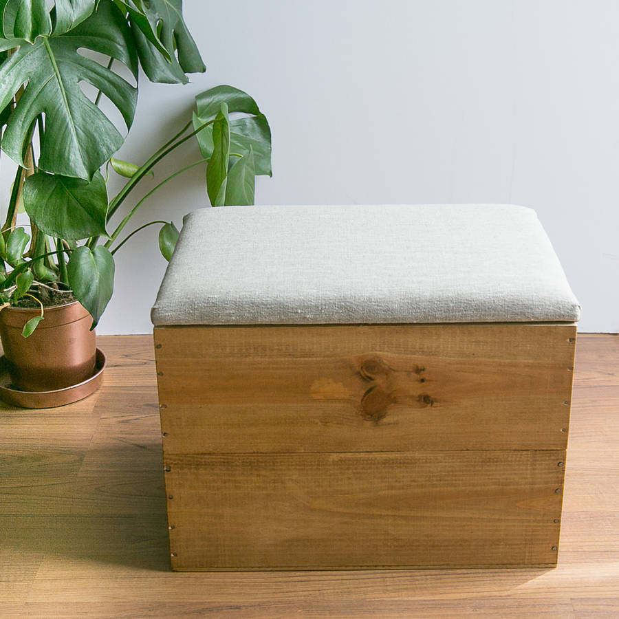 Plain Linen Wine Crate Blanket Box By Made Anew