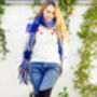 Bright Blue And White Plaid Warm Wrap Scarf, thumbnail 3 of 6
