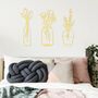 Three Pieces Gold Metal Vase Art Flower Wall Décor, thumbnail 2 of 7