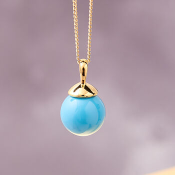Gold Ball Pendant In Jade Lapis Red Coral And Turquoise, 4 of 8